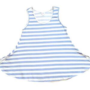 NEW 3XL LuLaRoe Perfect Tank Sleeveless Top Shirt Blue White Stripe Swing Flowy